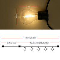 Thumbnail for Jingle Jollys 68m Festoon String Lights LED Outdoor Wedding Party Garden Decor - Outdoor Immersion