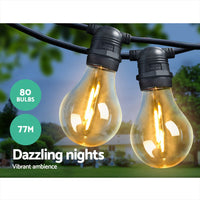 Thumbnail for Jingle Jollys 77m Festoon String Lights LED Outdoor Wedding Party Garden Decor - Outdoor Immersion