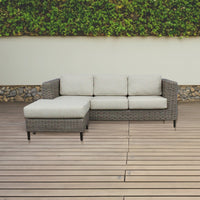 Thumbnail for Lara 3 Seater Outdoor Sofa Rattan Reversible Chaise Lounge Light Grey - Outdoor Immersion