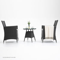 Thumbnail for LONDON RATTAN 3 Piece Outdoor Furniture Set with Table and Chairs, Grey - Outdoor Immersion