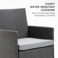 Thumbnail for LONDON RATTAN 3 Piece Outdoor Furniture Set with Table and Chairs, Grey - Outdoor Immersion