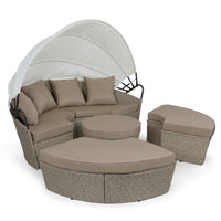 Thumbnail for LONDON RATTAN Day Bed Daybed Sofa Garden Wicker Outdoor Furniture Round - Outdoor Immersion