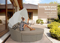 Thumbnail for LONDON RATTAN Day Bed Daybed Sofa Garden Wicker Outdoor Furniture Round - Outdoor Immersion
