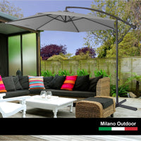 Thumbnail for Milano 3M Outdoor Umbrella Cantilever With Protective Cover Patio Garden Shade - Grey - Outdoor Immersion