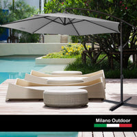 Thumbnail for Milano 3M Outdoor Umbrella Cantilever With Protective Cover Patio Garden Shade - Grey - Outdoor Immersion