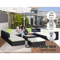 Thumbnail for Outdoor 13 Piece Wicker Sofa Set with Glass Top Table & Storage Cover - Outdoor Immersion