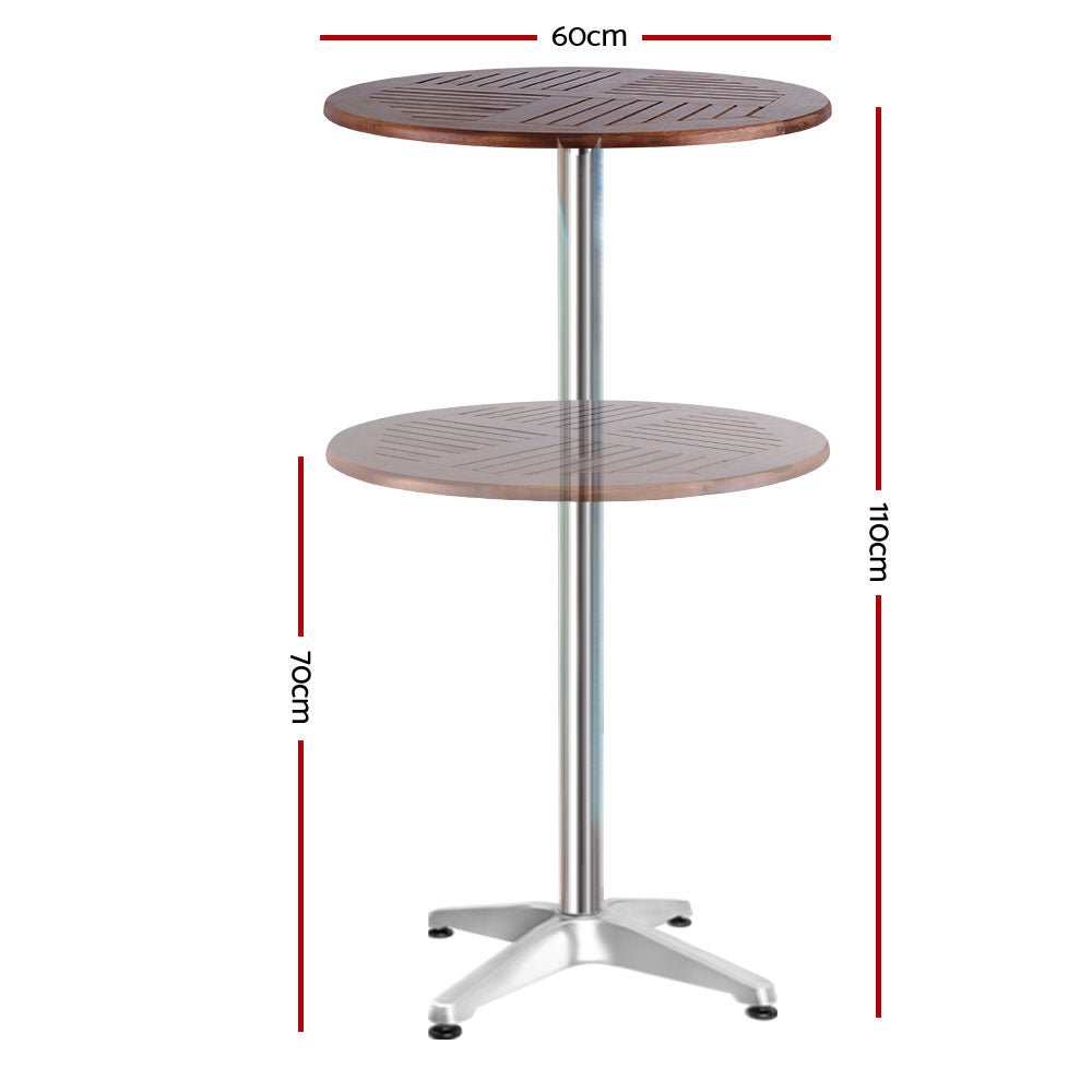 Outdoor Bar Table Furniture Wooden Cafe Table Aluminium Adjustable Round Gardeon - Outdoor Immersion