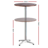 Thumbnail for Outdoor Bar Table Furniture Wooden Cafe Table Aluminium Adjustable Round Gardeon - Outdoor Immersion