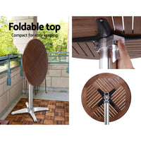 Thumbnail for Outdoor Bar Table Furniture Wooden Cafe Table Aluminium Adjustable Round Gardeon - Outdoor Immersion