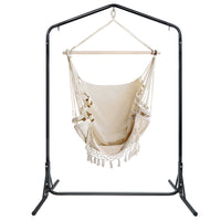 Thumbnail for Outdoor Hanging Hammock Chair with Stand Cream & Black - Outdoor Immersion