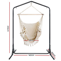 Thumbnail for Outdoor Hanging Hammock Chair with Stand Cream & Black - Outdoor Immersion
