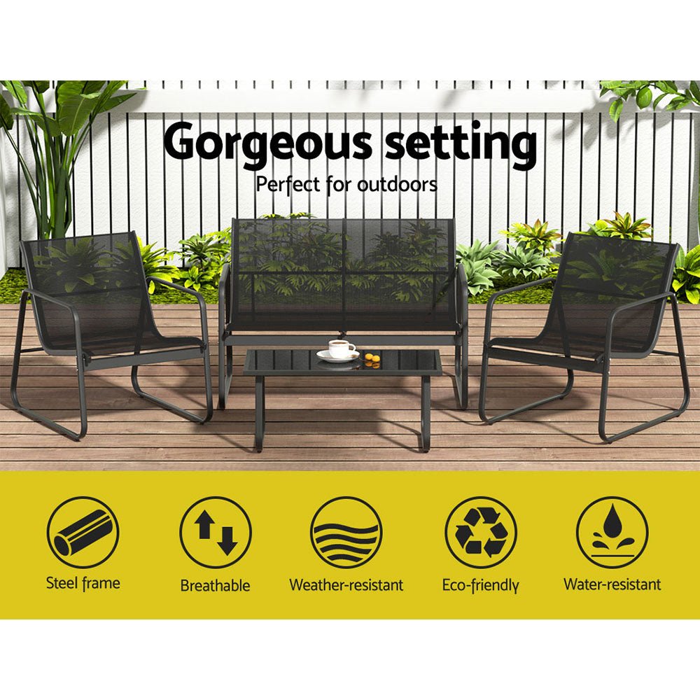 Outdoor Textilene Lounge & Table Furniture For Garden Or Patio - Outdoor Immersion