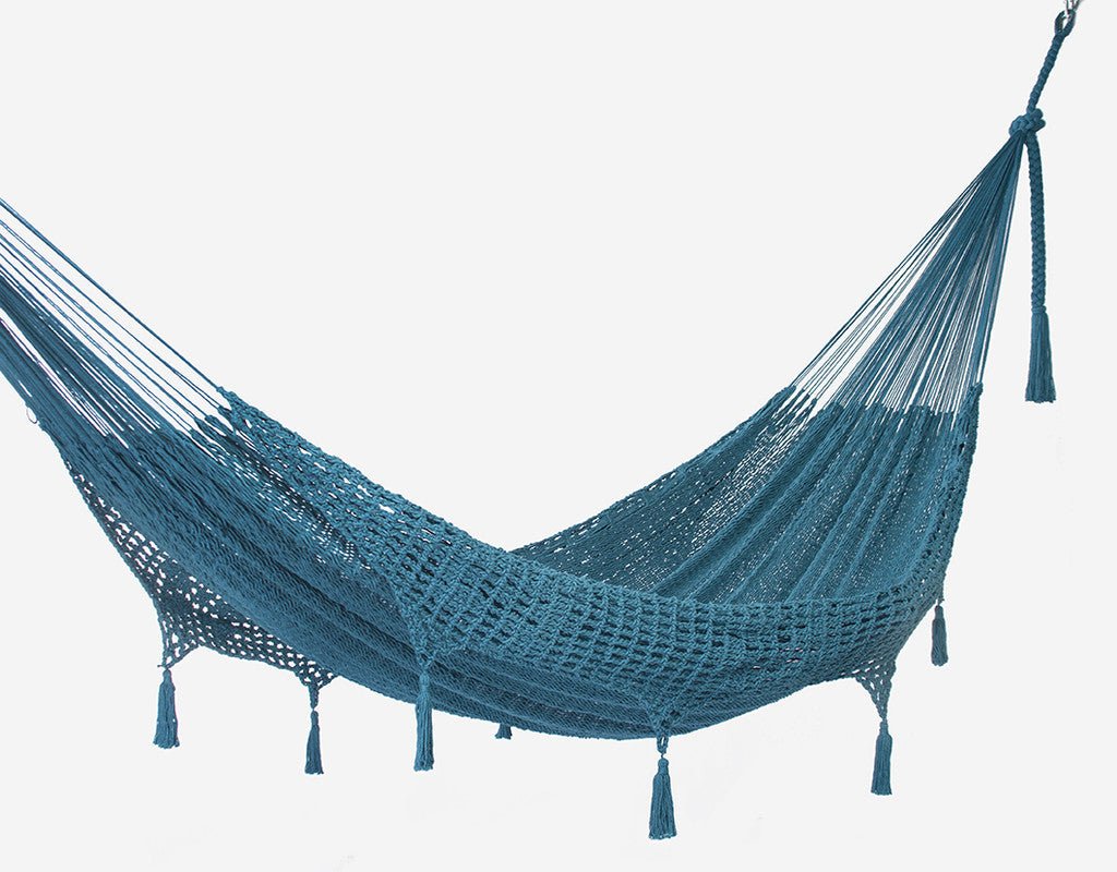 Outdoor undercover cotton Mayan Legacy hammock with hand crocheted tassels King Size Bondi - Outdoor Immersion