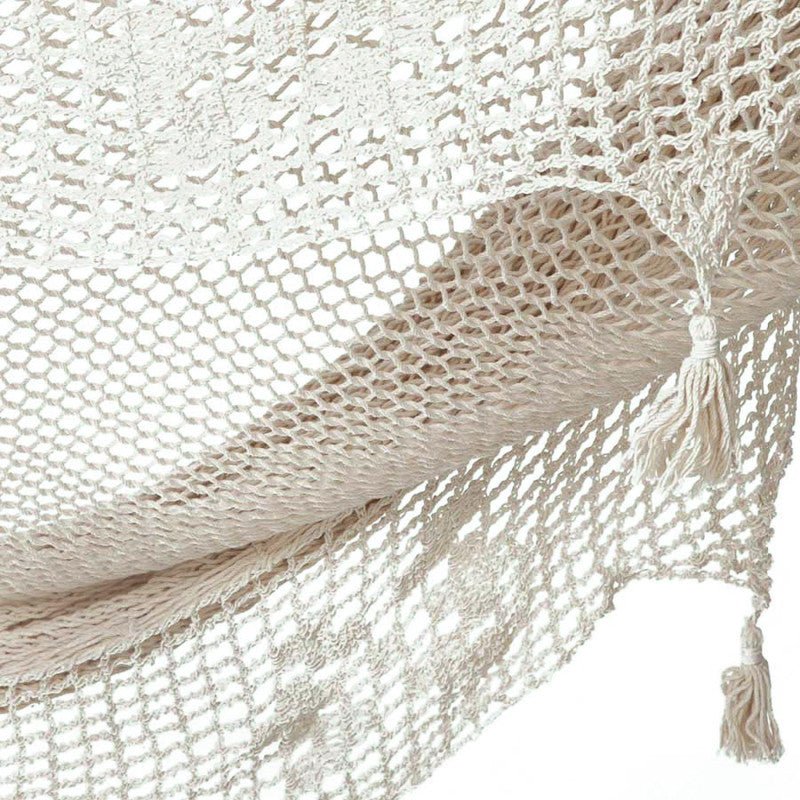 Outdoor undercover cotton Mayan Legacy hammock with hand crocheted tassels King Size Marble - Outdoor Immersion