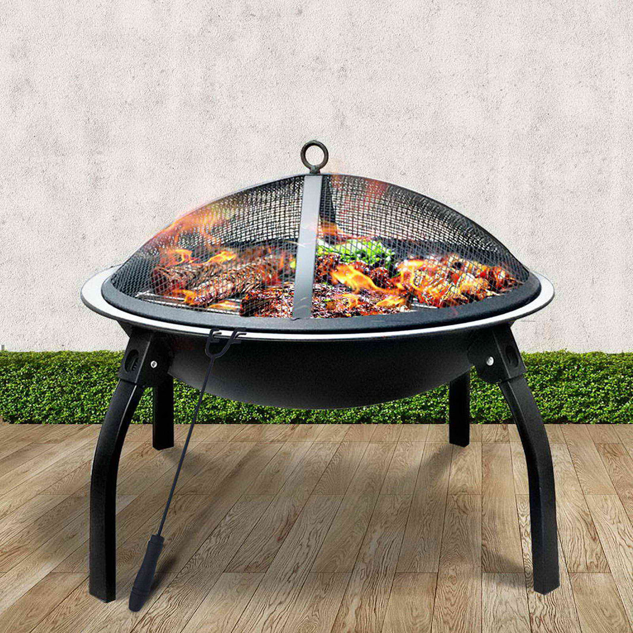 Portable 30" Fire Pit, BBQ, Charcoal, Grill Smoker - Outdoor Immersion