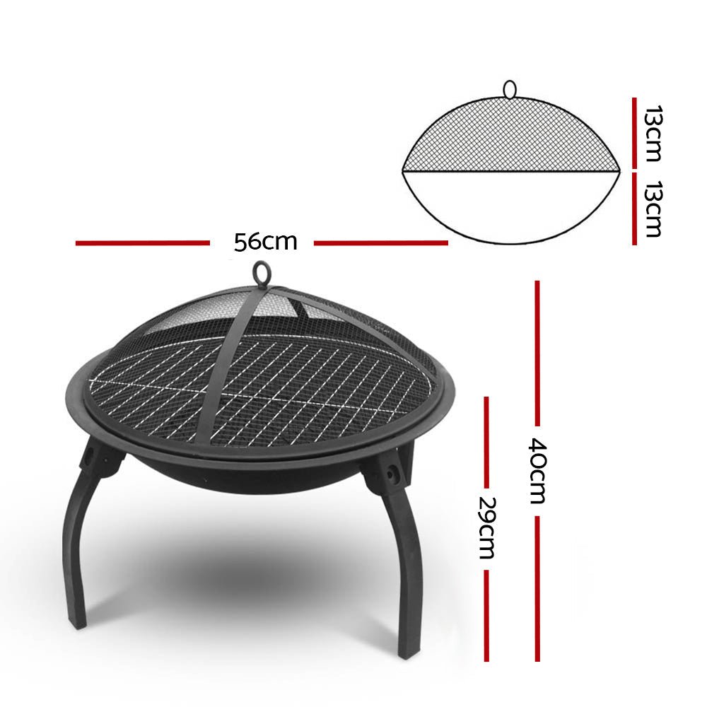 Portable Fire Pit, BBQ, Charcoal Smoker 22" - Outdoor Immersion