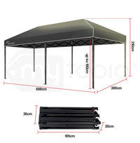 Thumbnail for Red Track 3x6m Folding Gazebo Shade Outdoor Black Foldable Marquee Pop-Up - Outdoor Immersion