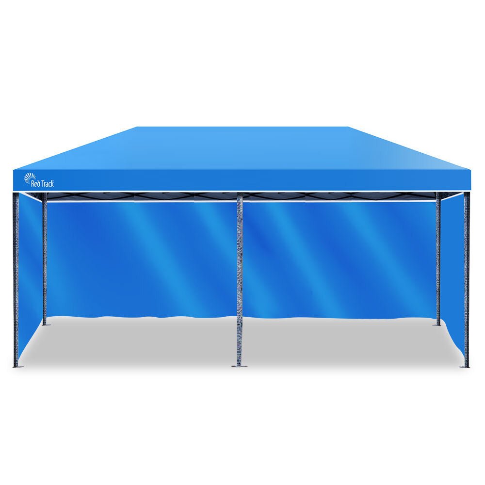 Red Track 3x6m Folding Gazebo Shade Outdoor Blue Foldable Marquee Pop-Up - Outdoor Immersion