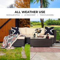 Thumbnail for Sarantino 5pc Modular Outdoor Lounge Set PE Rattan - Brown - Outdoor Immersion