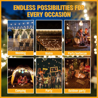 Thumbnail for Solar Power 15 LED 18.2M Festoon String Lights Wedding Party WaterProof - Outdoor Immersion