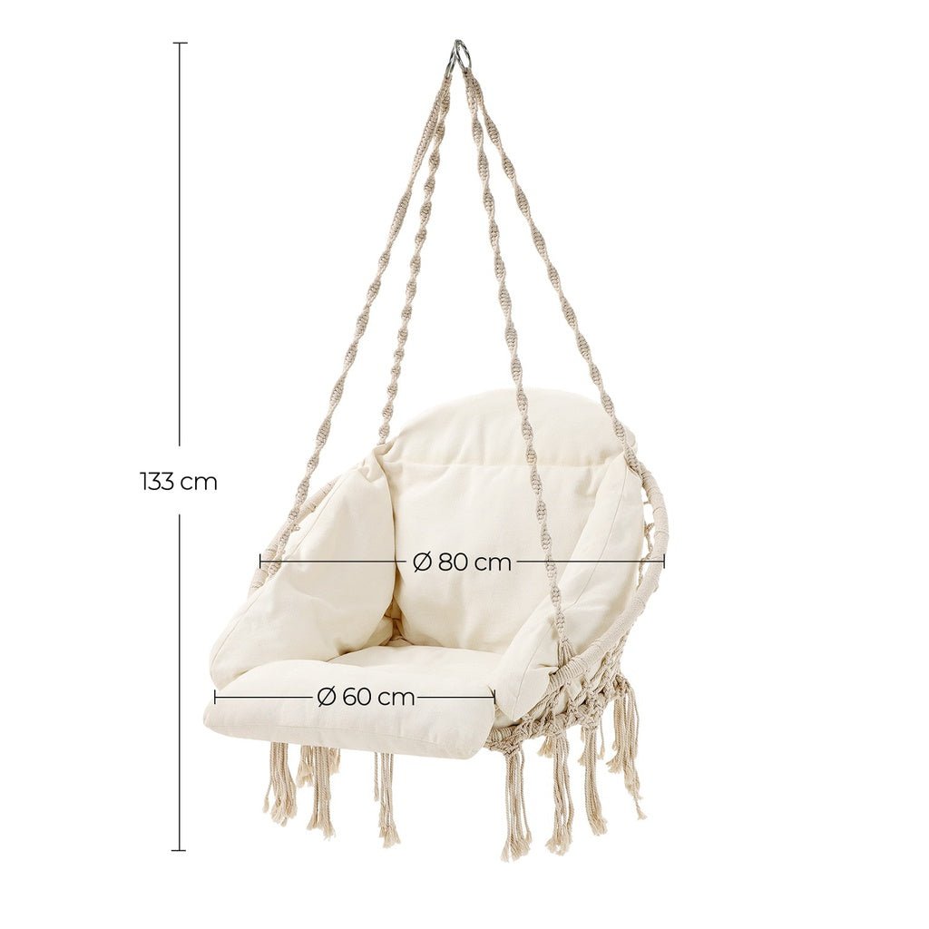 SONGMICS Hammock Hanging Chair with Cushion Cloud White - Outdoor Immersion