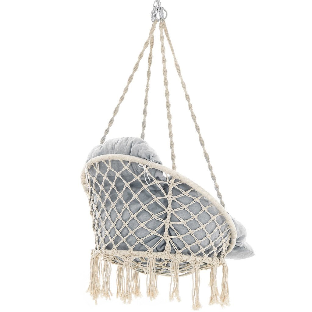 SONGMICS Hammock Hanging Chair with Cushion Gray - Outdoor Immersion