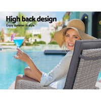 Thumbnail for Sun lounge Recliner Chair Wicker Lounger Sofa Day Bed Outdoor Furniture Patio Garden Cushion Ottoman Grey Gardeon - Outdoor Immersion