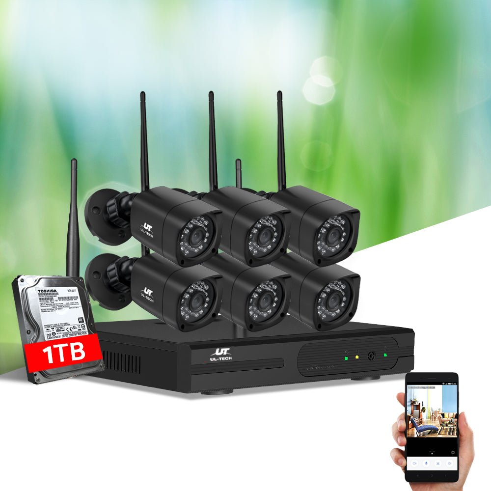 UL-tech CCTV Wireless Security Camera System 8CH Home Outdoor WIFI 6 Square Cameras Kit 1TB - Outdoor Immersion