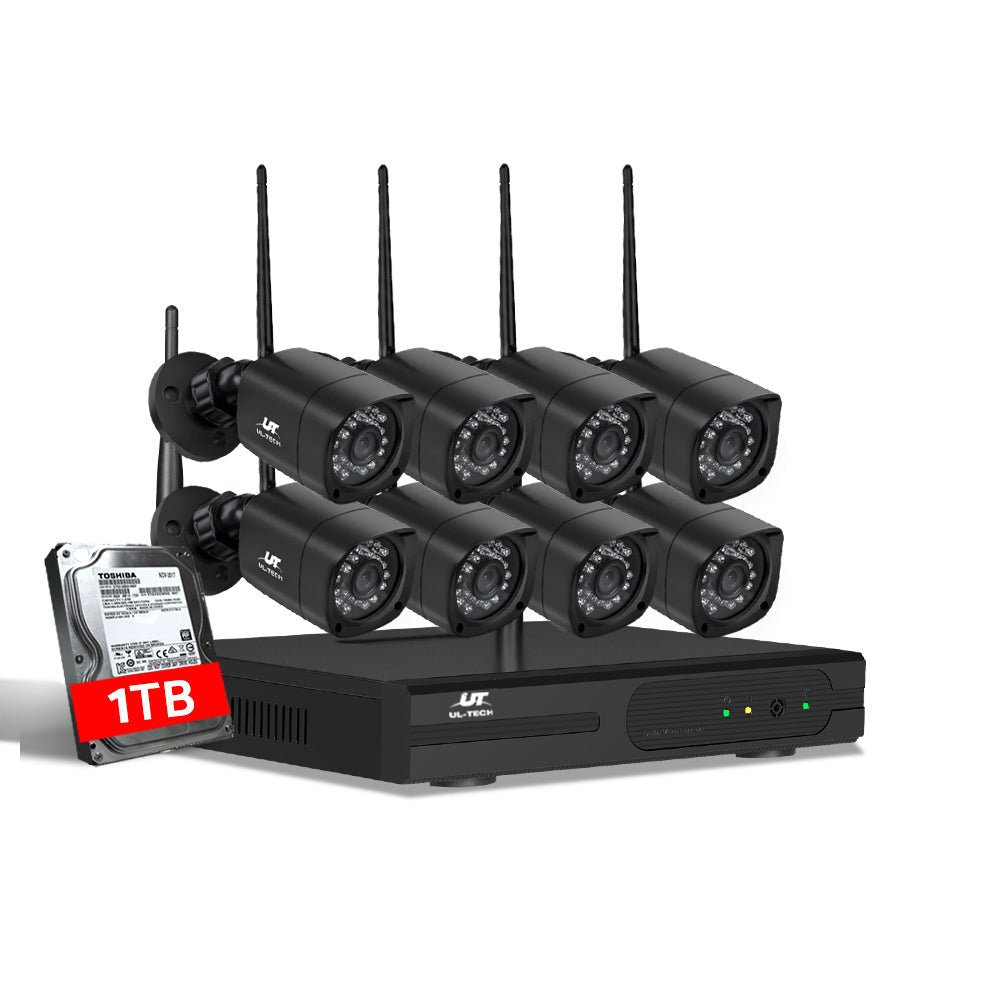 UL-tech CCTV Wireless Security Camera System 8CH Home Outdoor WIFI 8 Square Cameras Kit 1TB - Outdoor Immersion