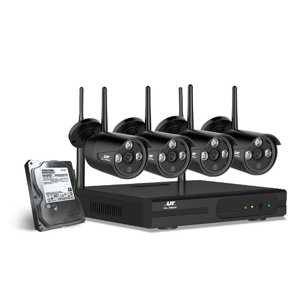 UL-tech Wireless CCTV Security System 8CH NVR 3MP 4 Bullet Cameras 2TB - Outdoor Immersion